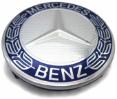 Колпачок, заглушка на диск колеса Mercedes-Benz 75мм. (голубой с хромом)